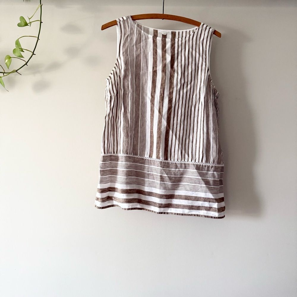 J.jill striped linen sleeveless‎ top S